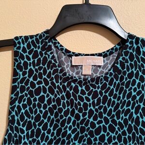 Michael Kors Teal and Black Patterned Top